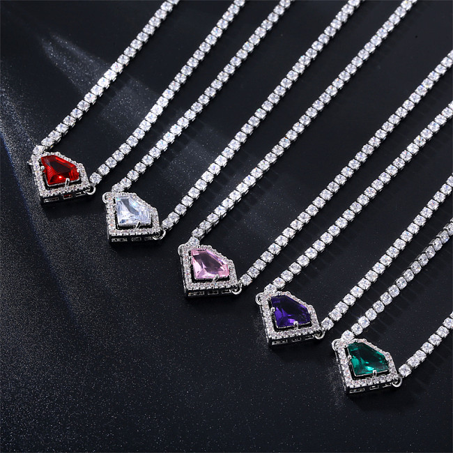 Casual Vintage Style Simple Style Heart Shape Copper Zircon Pendant Necklace In Bulk