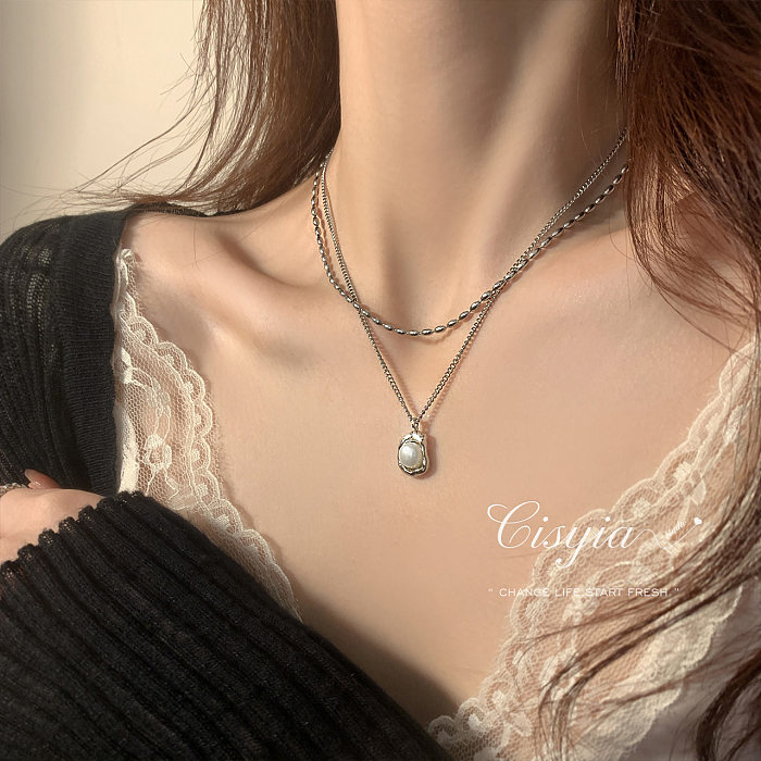 IG Style Modern Style Geometric Copper Plating Layered Necklaces