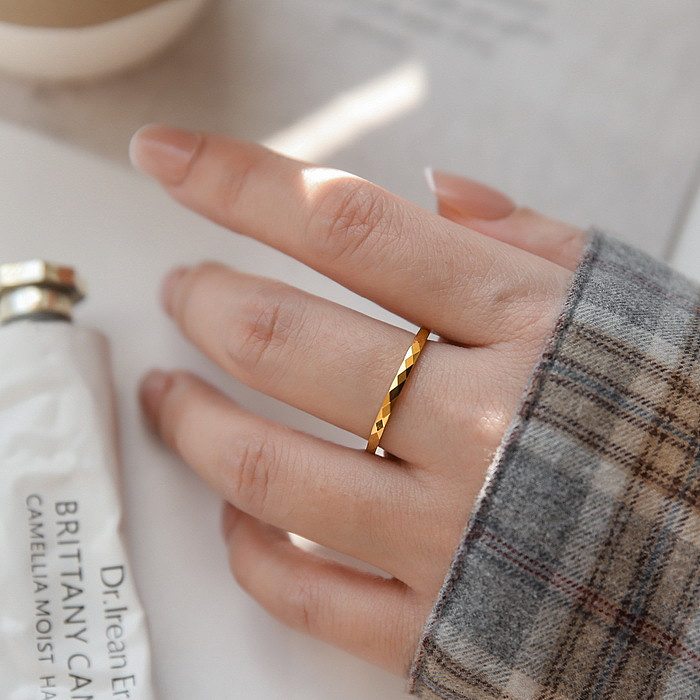 Simple Style Solid Color Titanium Steel 18K Gold Plated Rings In Bulk