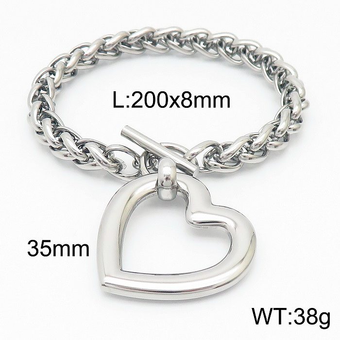 Casual Simple Style Heart Shape Smiley Face Stainless Steel Plating 18K Gold Plated Bracelets Necklace