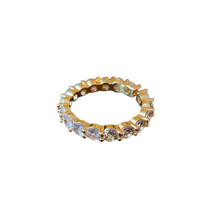 Offener Streetwear-Ring mit einfarbiger Verkupferung und Inlay aus Zirkon