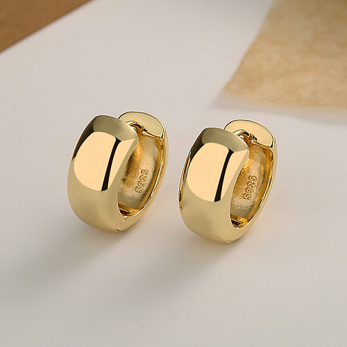 1 Pair Glam Simple Style Solid Color Plating Copper 18K Gold Plated Hoop Earrings