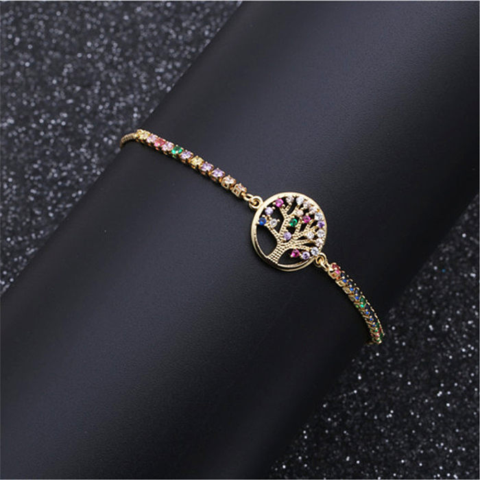 Fashion Jewelry Copper Micro-set Zirconium Life Tree Adjustable Bracelet Wholesale jewelry