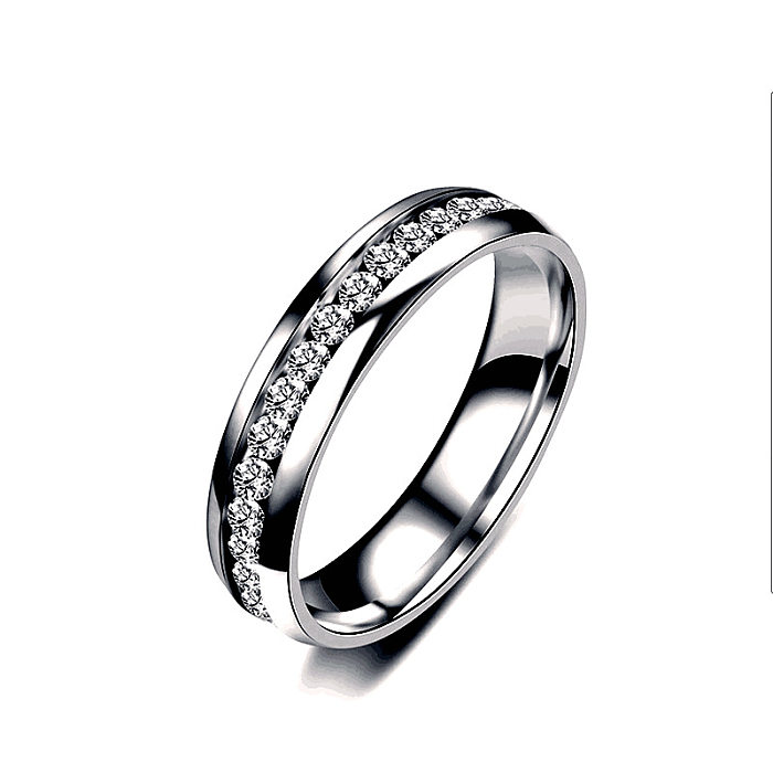 الجملة خاتم الماس صف واحد الفولاذ المقاوم للصدأ الماس زوجين عصابة المجوهرات