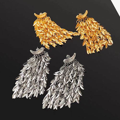 1 paire de boucles d'oreilles pendantes en cuivre avec pampilles en grain pour dame