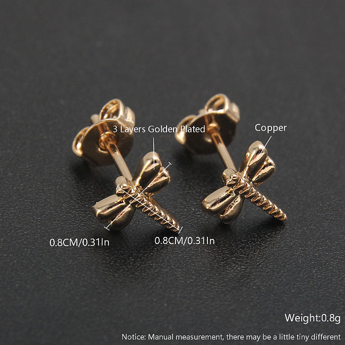 1 par de pinos de orelha banhados a ouro com zircônia de cobre em formato de coração