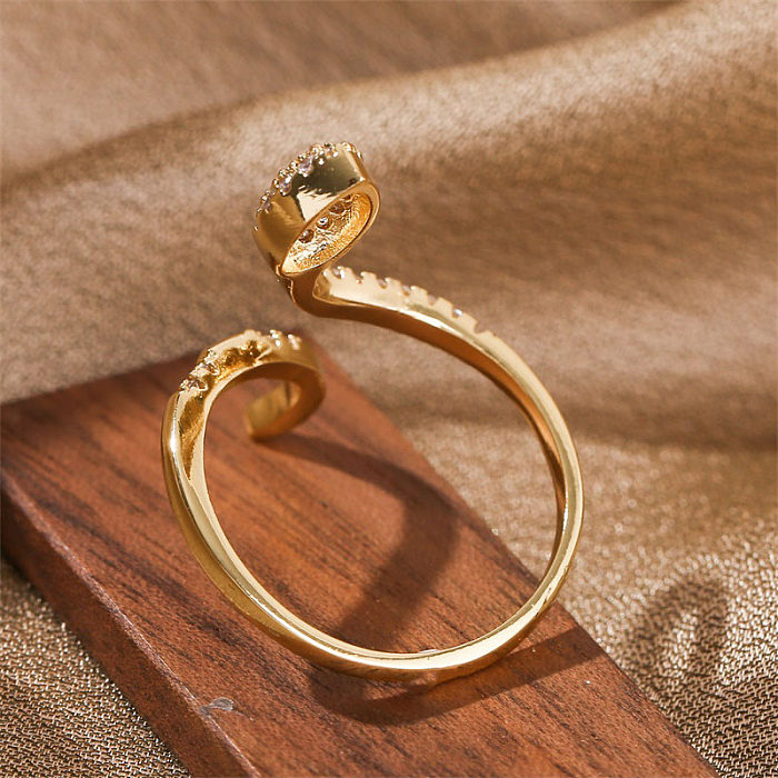 Fashion Snake Copper Inlaid Zirconium Open Ring Wholesale