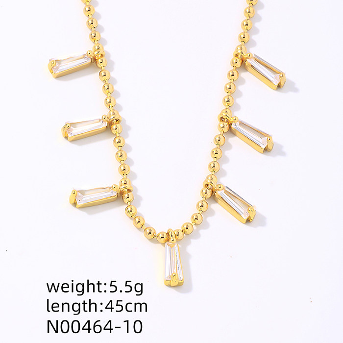Casual Simple Style Shiny Colorful Copper Plating Inlay Zircon Gold Plated Necklace