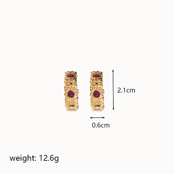 1 Pair Vintage Style Simple Style Geometric Plating Inlay Copper Zircon 18K Gold Plated Ear Studs