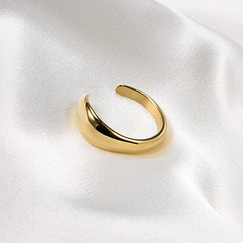 Schlichter Streetwear-Kreis, Edelstahl-Beschichtung, 14 Karat vergoldet, weiß vergoldete offene Ringe