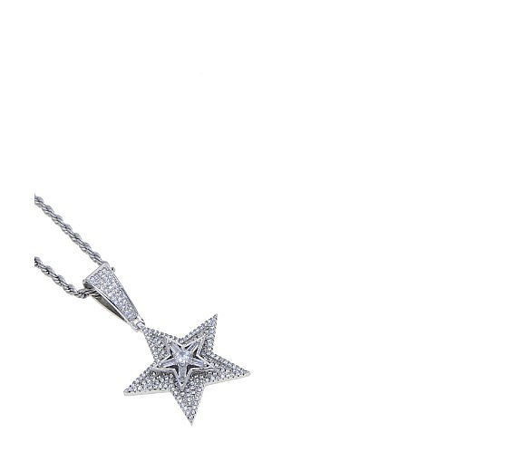 Hip-Hop Cool Style Star Copper Inlay Zircon Pendant Necklace