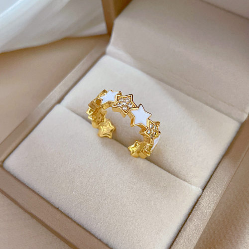 Fashion Star Brass Inlay Artificial Diamond Rings 1 Piece