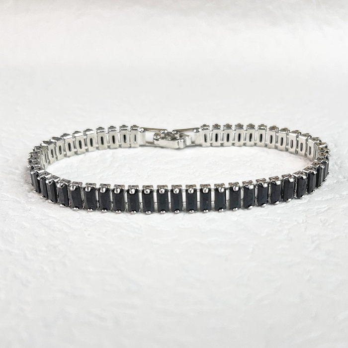 Bracelets en Zircon avec incrustation de cuivre rectangulaire brillant de Style Simple de Style Vintage