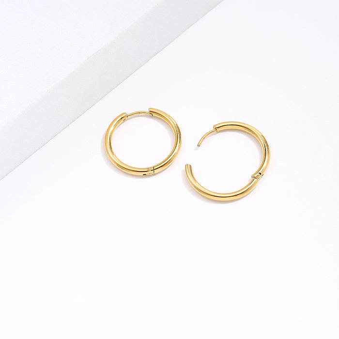 Simple New Electroplating 18K Golden Copper Hoop Earrings