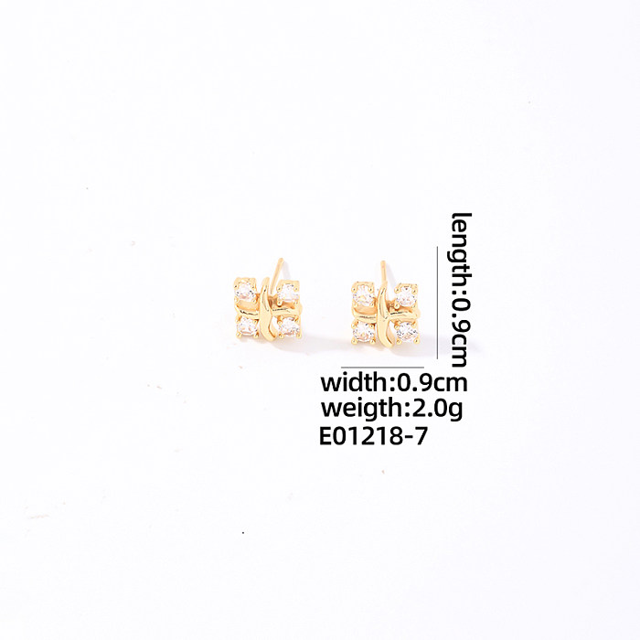 1 Piece Vacation Simple Style Streetwear Geometric Flower Spider Plating Inlay Copper Zircon Gold Plated Drop Earrings