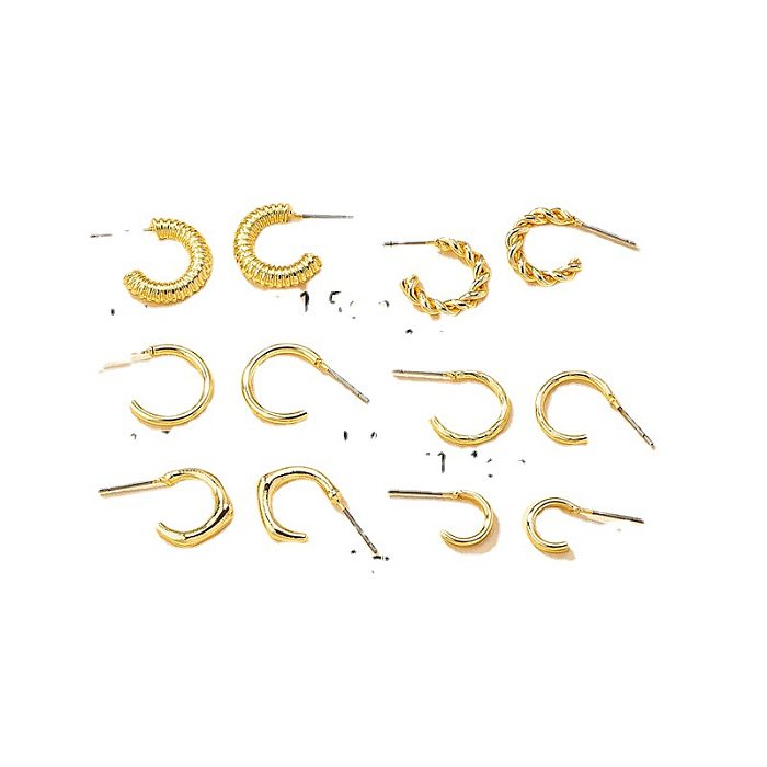 Fashion Geometric Copper Plating Earrings 6 Pairs