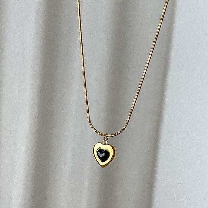 Fashion Heart Shape Titanium Steel Plating Inlay Zircon Earrings Necklace