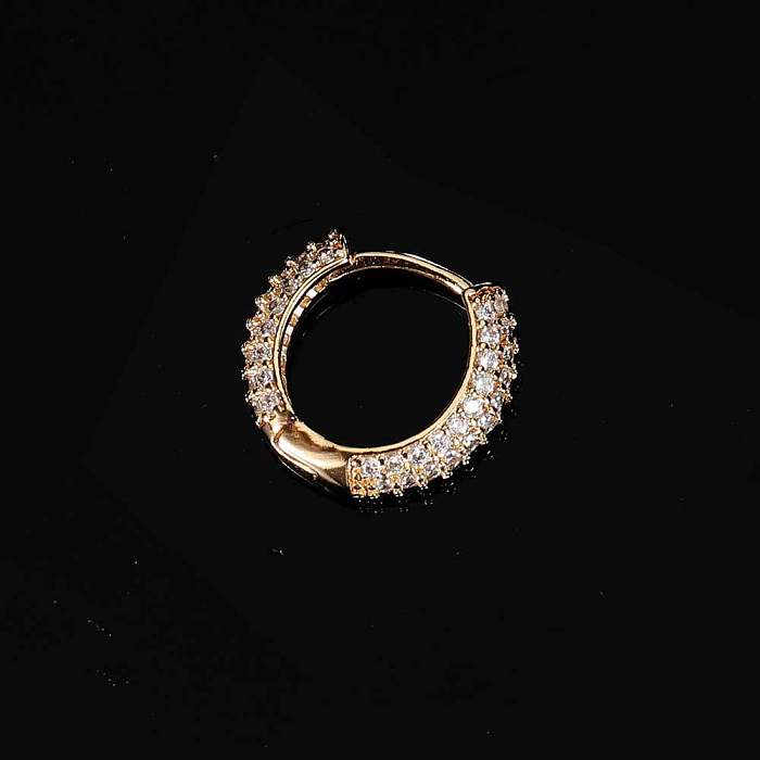 1 Pair Hip-Hop Solid Color Copper Inlay Zircon Earrings