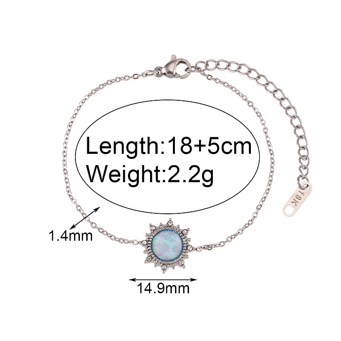 Vintage Style Simple Style Classic Style Round Stainless Steel Inlay Artificial Gemstones Women'S Bracelets Earrings Necklace