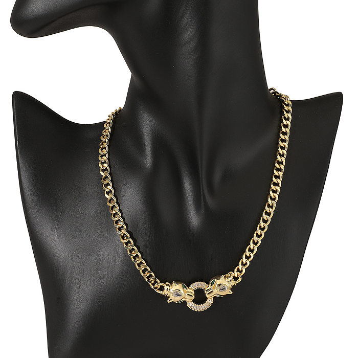 Hip-Hop-Halskette im modernen Retro-Stil mit geometrischer Verkupferung und Inlay-Zirkon-Halskette