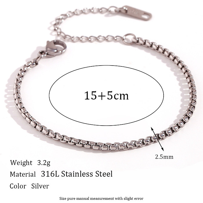 Simple Style Classic Style Solid Color Stainless Steel Plating 18K Gold Plated Bracelets Anklet Necklace