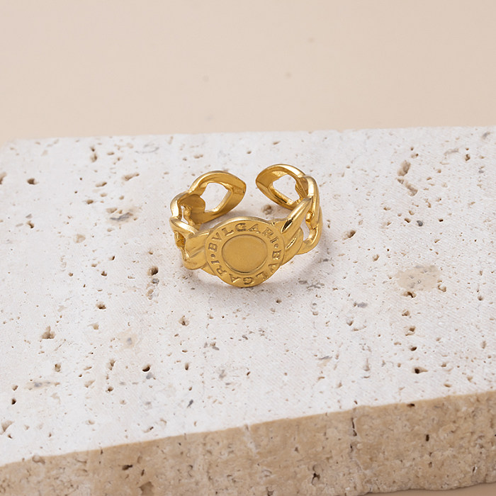 Le placage géométrique en acier inoxydable de Streetwear évide l'anneau ouvert plaqué or 18 carats