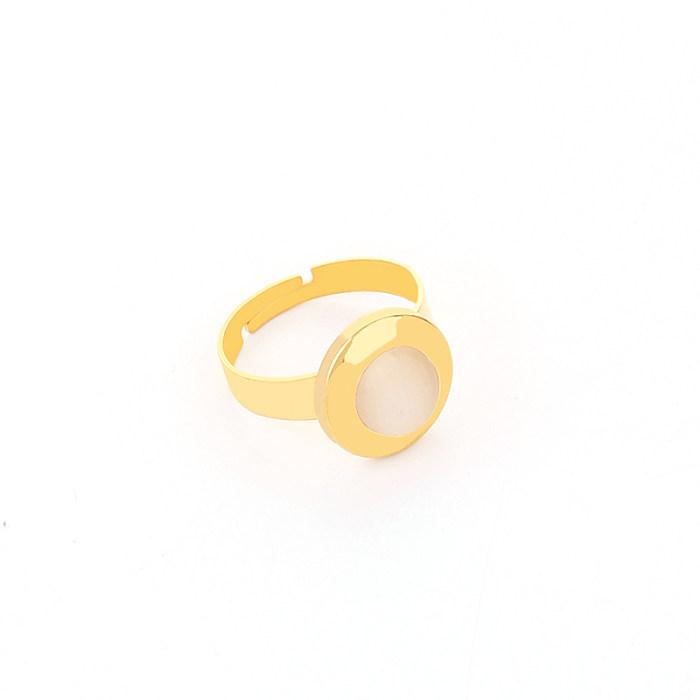 Lady Korean Style Geometric Titanium Steel Inlay Opal Rings Earrings Necklace
