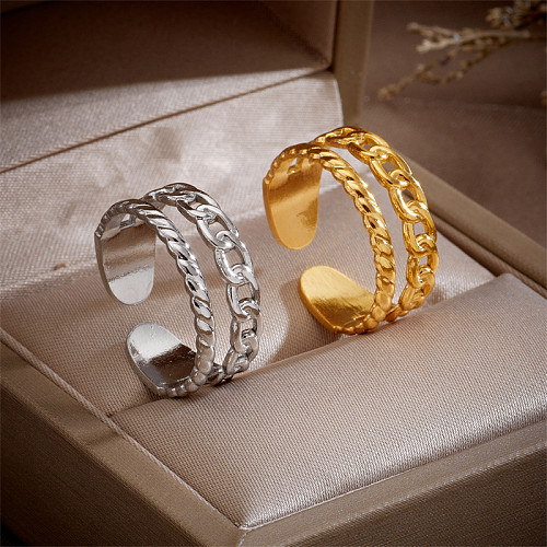 Anéis abertos de cobre do anel de aço Titanium da cor sólida do estilo simples