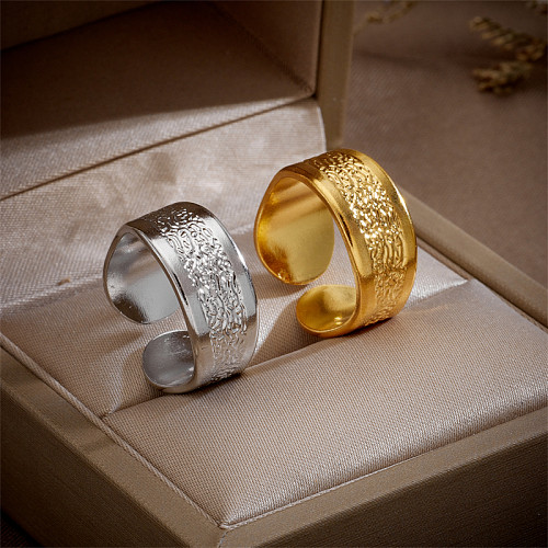 Simple Style Solid Color Titanium Steel Open Ring Carving Copper Rings