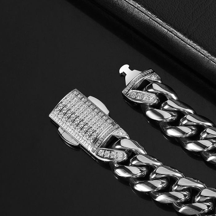 1 Piece Hip-Hop Solid Color Stainless Steel Bracelets Necklace