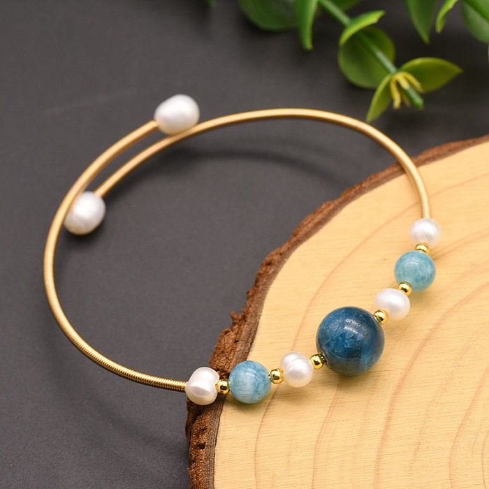 Simple Style Solid Color Copper Plating 18K Gold Plated Bangle