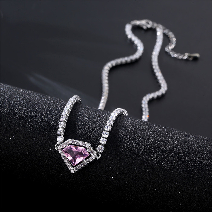 Casual Vintage Style Simple Style Heart Shape Copper Zircon Pendant Necklace In Bulk