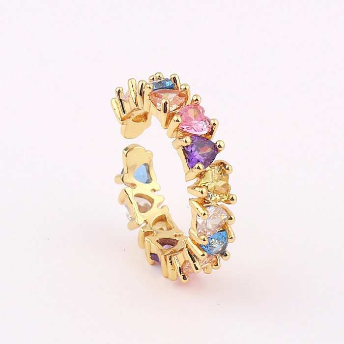 Fashion Heart Shape Copper Rings Inlay Zircon Copper Bracelets