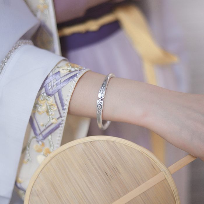 Bracelets manchette en argent sterling plaqué cuivre avec couronne Streetwear
