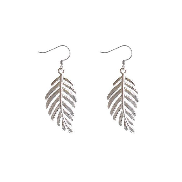 1 Pair Simple Style Leaf Copper Patchwork Drop Earrings