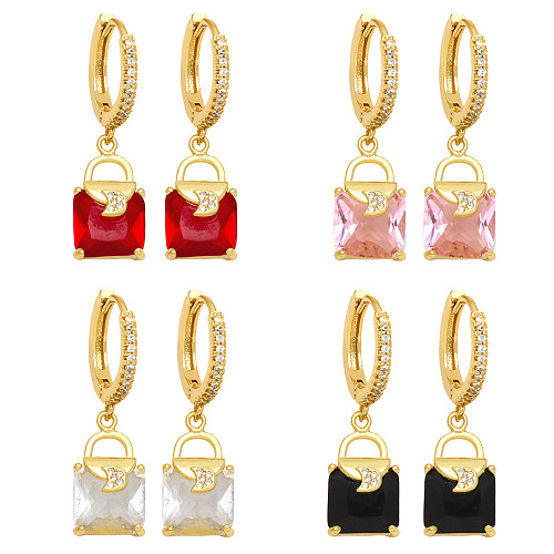 1 Pair Elegant Streetwear Moon Plating Inlay Copper Zircon 18K Gold Plated Drop Earrings