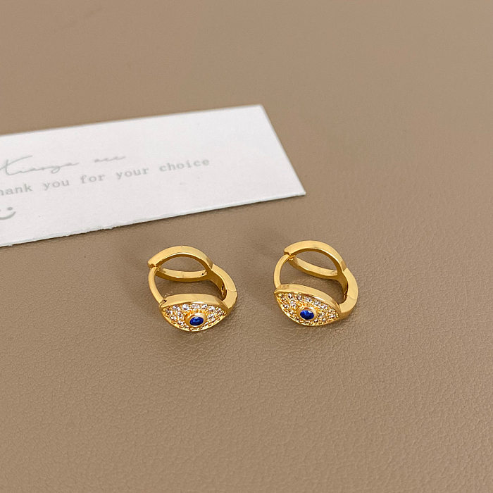 1 Pair Basic Eye Plating Inlay Copper Zircon Gold Plated Earrings