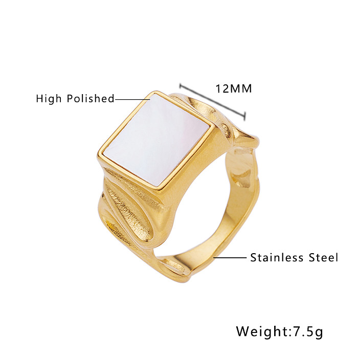 Baroque Style Punk Square Stainless Steel Titanium Steel Plating Inlay Zircon Gold Plated Rings