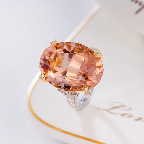 Classic Style Water Droplets Copper Inlay Artificial Gemstones Open Rings