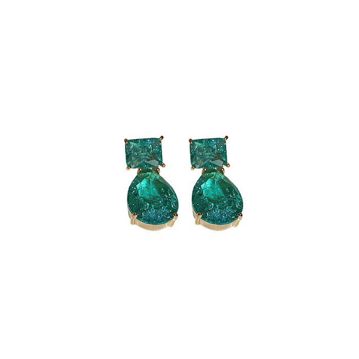 1 Pair Simple Style Water Droplets Copper Inlay Zircon Drop Earrings