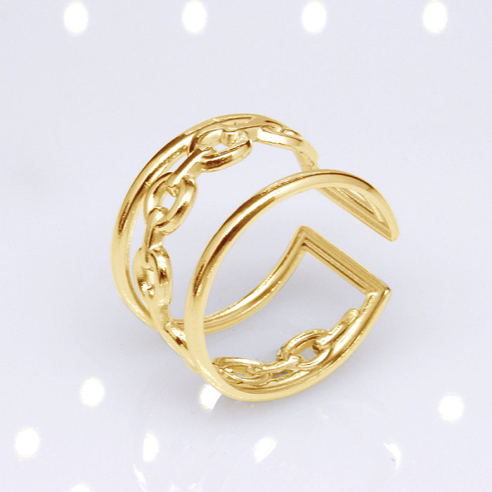 Retro Geometric Titanium Steel Plating Open Ring 1 Piece