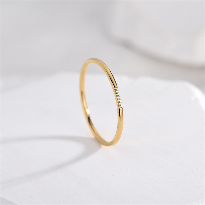 Fashion Geometric Titanium Steel Inlay Zircon Rings 1 Piece