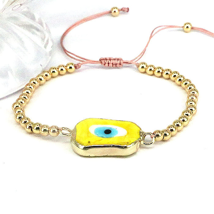 Bracelets tricotés en perles de cuivre, corde de verre œil du diable irrégulier de Style ethnique, 1 pièce