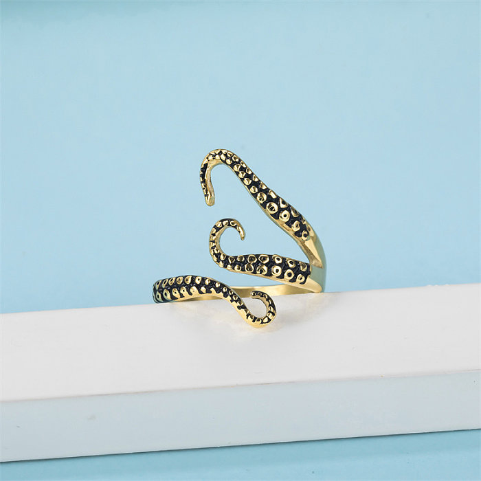 IG Style Simple Style Octopus Edelstahl Titanstahl Asymmetrische Beschichtung vergoldete Ringe