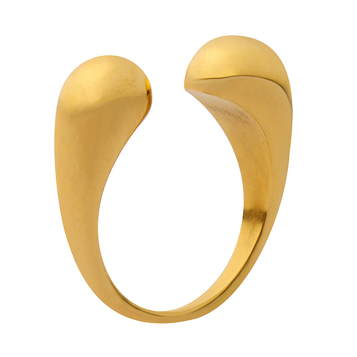 Einfacher, unregelmäßiger, geometrischer, vergoldeter offener Ring aus Titanstahl, 1 Stück