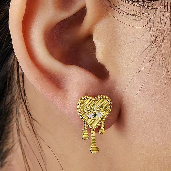 1 Pair Classic Style Devil'S Eye Plating Copper Ear Studs