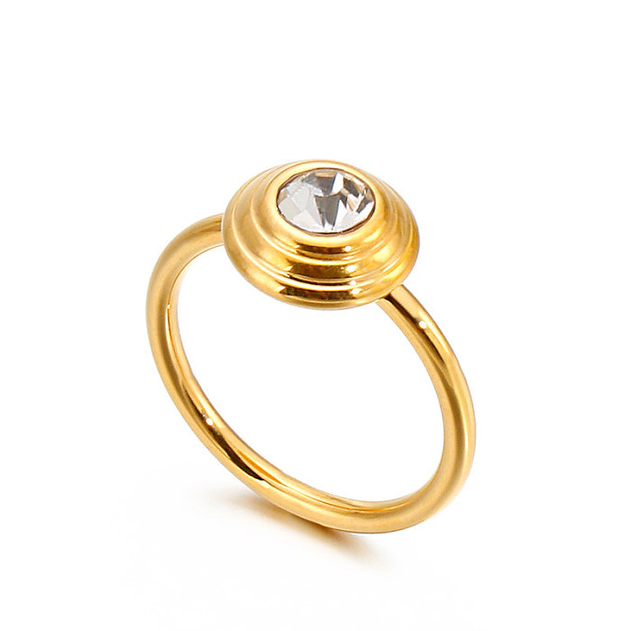 Europeu e americano popular grande anel de cauda de vidro moda multicolorido anel de aço inoxidável jóias