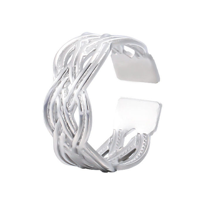IG Style Simple Style Solid Color Stainless Steel Plating Hollow Out Open Ring