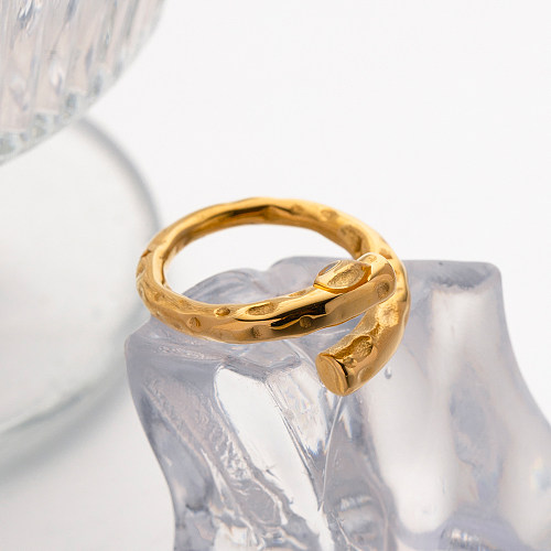 Anéis abertos banhados a ouro 18K geométricos de aço inoxidável estilo IG