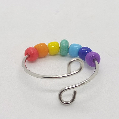 Simple Style Round Stainless Steel Patchwork Rings